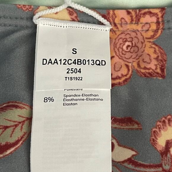 Cupshe Women Floral Bikini Small Gray Red Two-Piece V-Neck Crossback Tie Cheeky - Picture 6 of 9